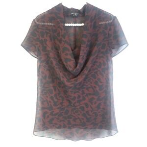 Theory Sheer Camo‎ Print Blouse SZ M